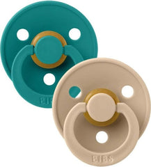 BIBS Πιπίλες Bibs Πιπίλες Καουτσούκ Colour Round Taupe / Scuba Πολύχρωμο για 0+ μηνών 2τμχ