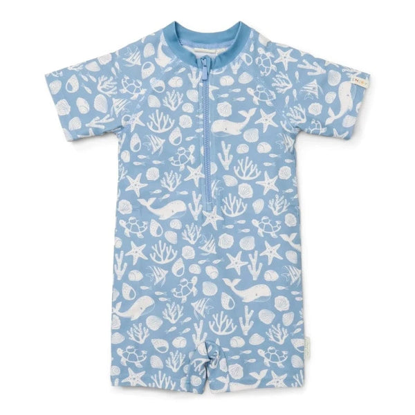 Little Dutch μαγιό 3-6M (62/68 CM) LITTLE DUTCH. Ολόσωμο κοντομάνικο μαγιό Sea Life Ocean Blue